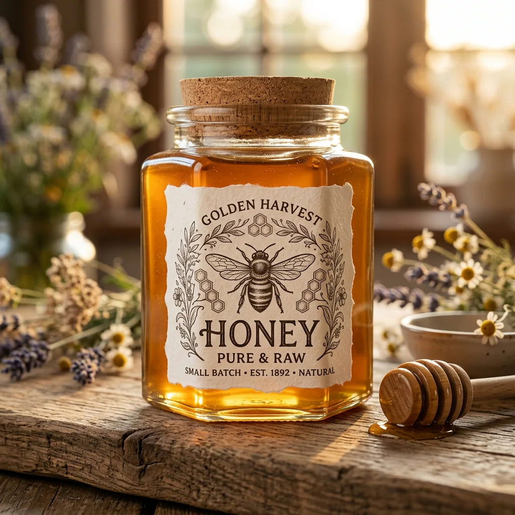 Hexagonal glass jar studio render