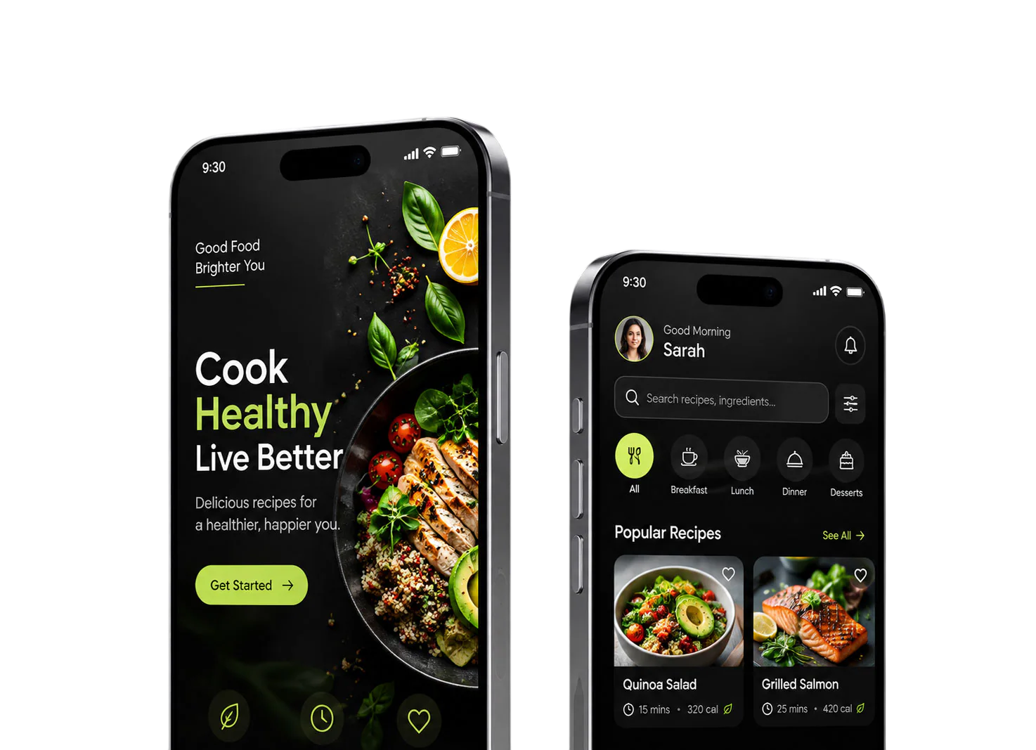 Healthy Food & Recipe Mobile App UI/UX - Interactive Discovery App