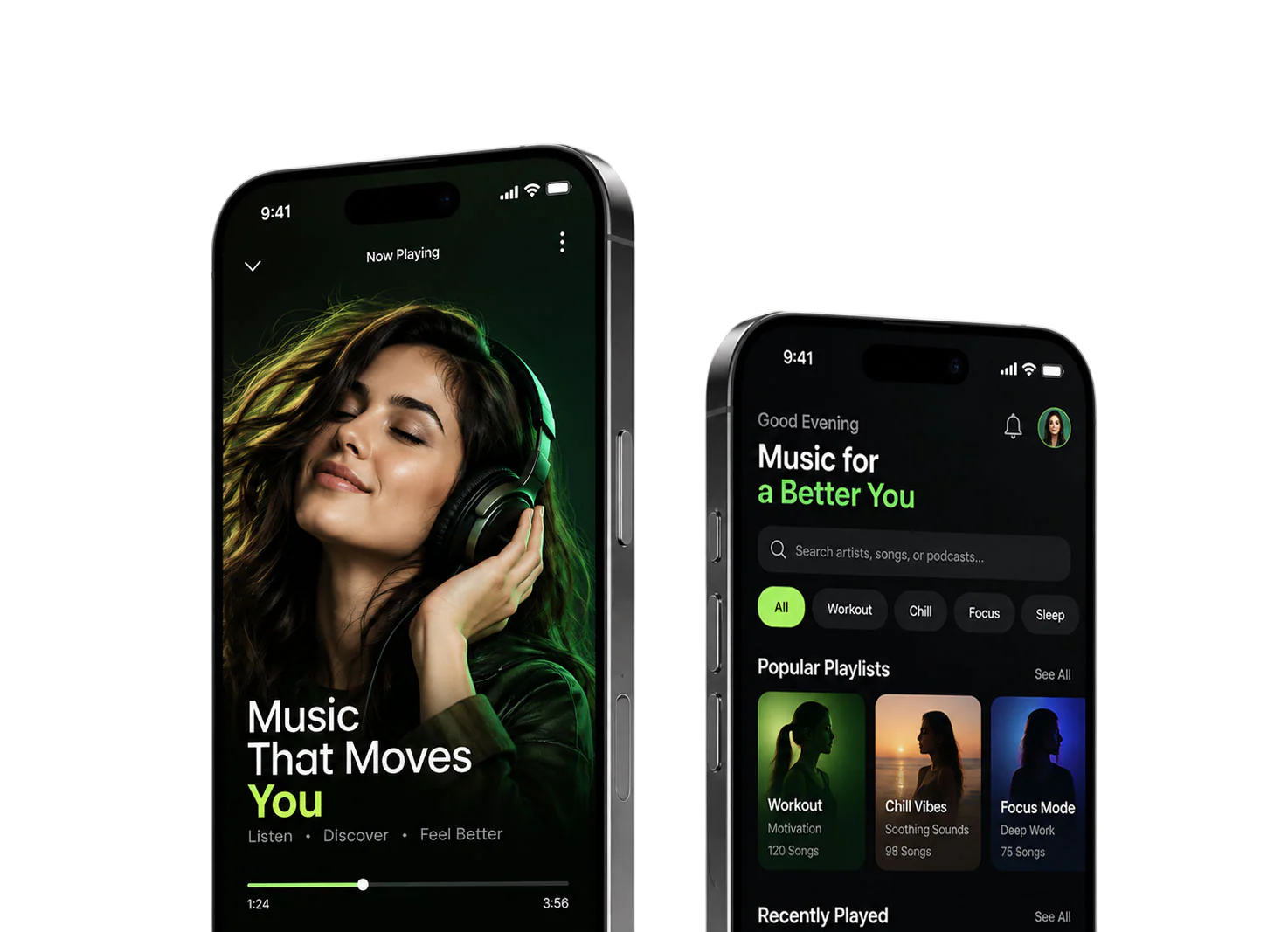 Music & Media Streaming Mobile App UI/UX - Player & Playlist Design