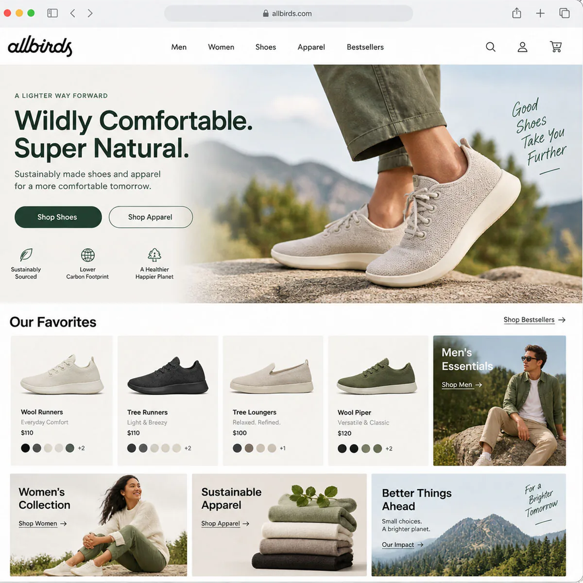 Allbirds - Sustainable Merino Wool Footwear and Apparel E-Commerce Store