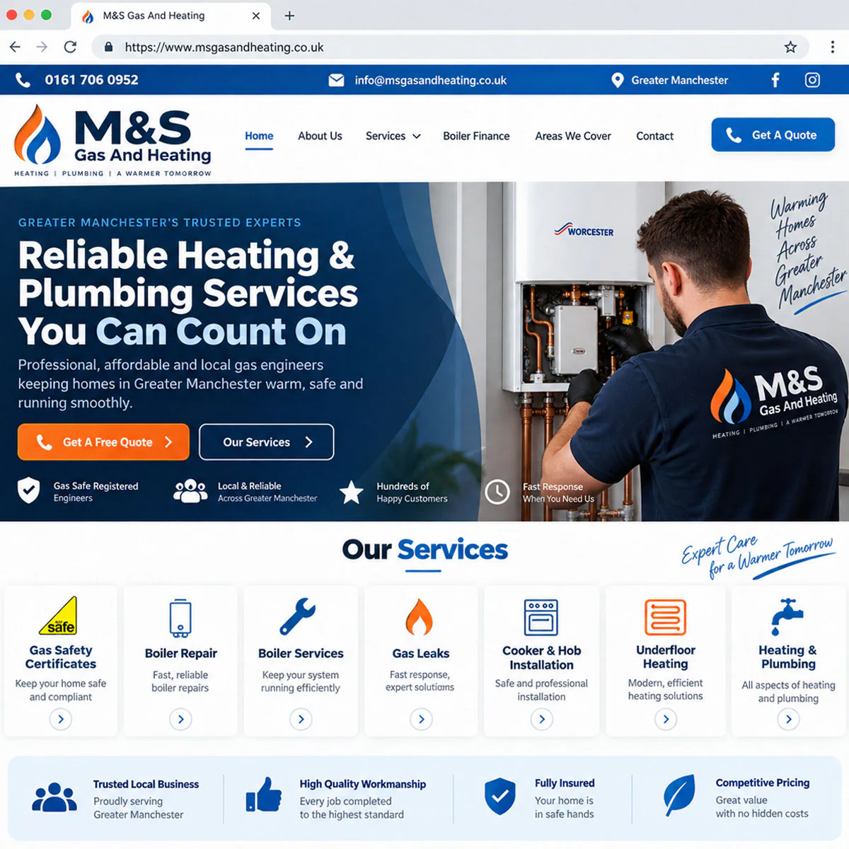 M&S Gas and Heating - Heating and Plumbing Emergency Services Web Portal