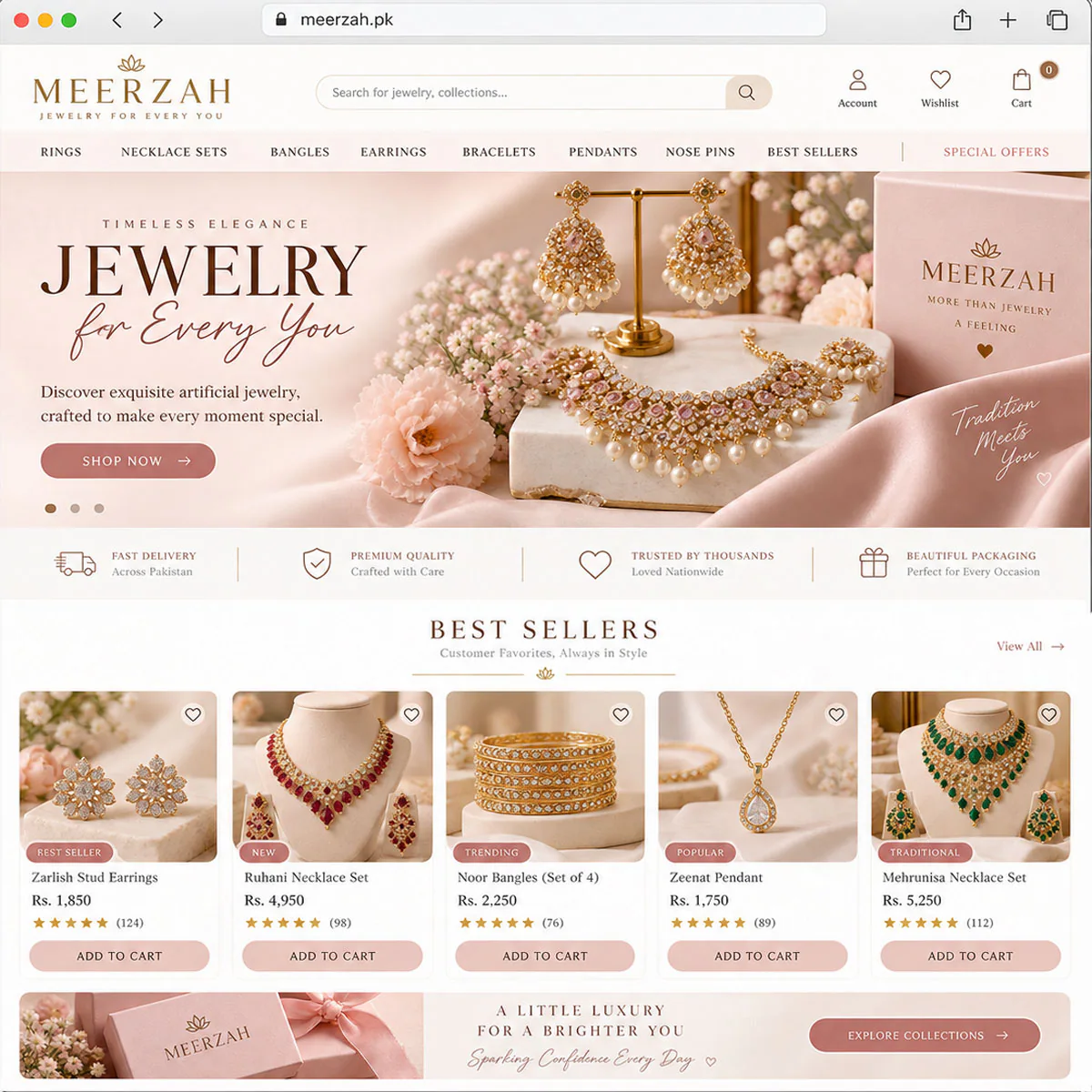 Meerzah Jewelry - Exquisite Bridal and Fashion Jewelry E-Commerce Platform
