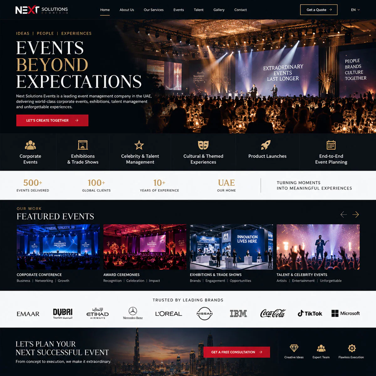 Next Solutions Events - UAE Premier Corporate Events and Production Website
